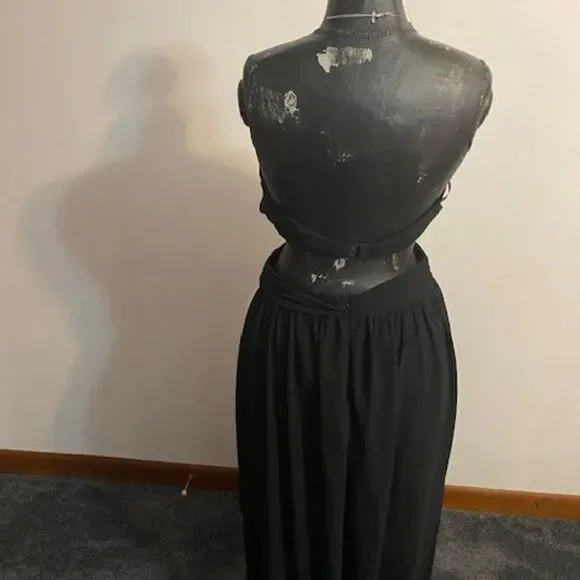 BAN JOL Black strapless shirred side split maxi dress, size Large - Picture 3 of 5